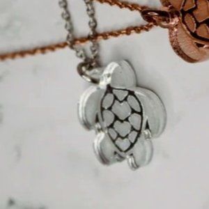 Turtle Necklace Silver Acrylic Pendant with 18 inch Silver Chain
